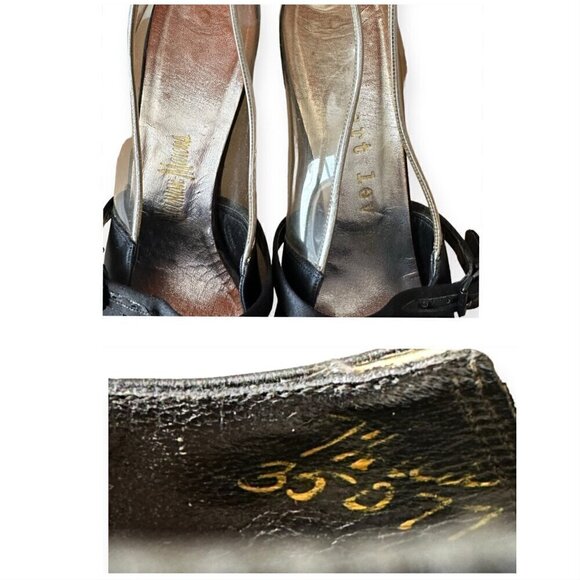 Vintage 60s Herbert Levine Mod Black Satin Clear‎ Vinyl Pumps, Size 7.5 AA - Picture 11 of 14